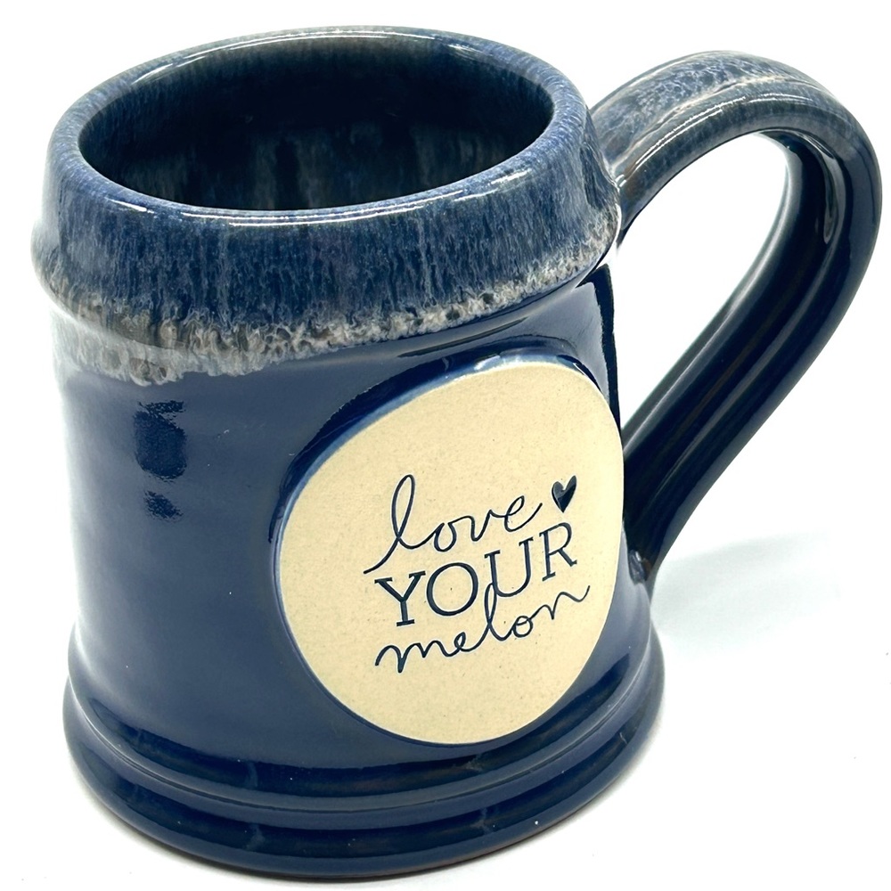 Deneen Pottery Handthrown Mug - 12 oz Blue Drip Glaze - Love Your Melon 2017 USA - Picture 6 of 9